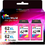 ColoWorld 62XL Color Ink Cartridges for HP 62 Color Ink Cartridges, Compatible for HP Envy 7640 5660 5540 5661 5642 5640 5640 5663 5544 5542 5549 OfficeJet 5740 250 5745 5746 200 Printer, 2 Pack