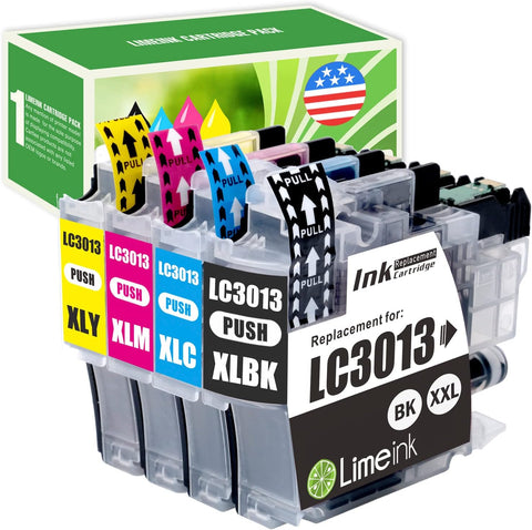 Limeink Compatible Ink Cartridges Replacement for Brother LC3013 Ink Cartridges BK C M Y LC3013 XXL XL for Brother LC3011 Ink Cartridges MFC-J497DW LC3011 Ink Cartridges BK C M Y (Pack of 4)