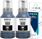 LCL Compatible Refill Ink Bottle Pigment Replacement for 532 T532 T532120 T532120-S ET-M1100 ET-M1120 ET-M1170 ET-M1180 ET-M2170 ET-M3170 ET-M3180 ST-M1000 ST-M3000 (2-Pack,Black)