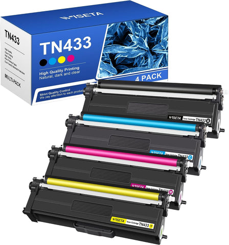 TN433 TN-433 Toner Cartridges - Compatible Toner Replacement for Brother 4-Pack TN433BK TN433C TN433M TN433Y TN-431 TN431 for MFC-L8900CDW HL-L8360CDW HL-L8260CDW MFC-L8610CDW HL-L8360CDWT Printer