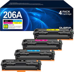 (with CHIP) 206A Toner Cartridge 4 Pack 206X | Works with HP Color Laser Pro MFP M283fdw,HP Color Laser Pro MFP M283cdw,Color Laser Pro M255dw,Color Pro M255,Color Pro MFP M282, M283 Series | W2110A