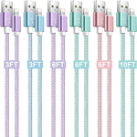 iPhone Charger,[Apple MFi Certified] 6 Pack iPhone Charger Cable Lightning Cable Apple iPhone Chargers Nylon Braided Compatible with iPhone 14/13/12/11/XS MAX/XR/8/7/6s/iPad