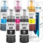 LCL Compatible Refill Ink Bottle Replacement for 522 T522 T522120 T522220 T522320 T522420 ET-2720 Workforce ET-4700 (2Black, Cyan, Magenta, Yellow)