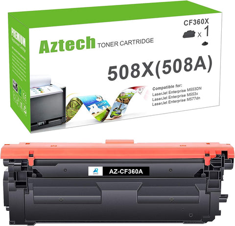 Aztech Compatible Toner Cartridge Replacement for HP 508X CF360X 508A CF360A M553 for HP Color Enterprise M553dn M553n M553x MFP M577 M577z M577dn Printer Ink (Black, 1-Pack)