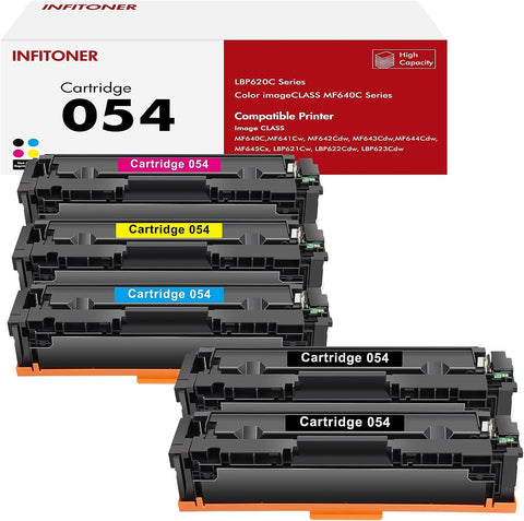 054 054H Toner Cartridge 5 Pack Compatible Replacement for Canon Cartridge 054 for Canon Color ImageCLASS MF644Cdw MF642Cdw LBP622Cdw MF642 MF644 Printer |Black Cyan Yellow Magenta|