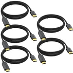 10 Feet DisplayPort to HDMI Cable 5-Pack, (Display Port) DP to HDMI Cable Male to Male Cord FHD Nylon Braided Supports Video and Audio Conveter for PCs to HDTV, Monitor, Projector