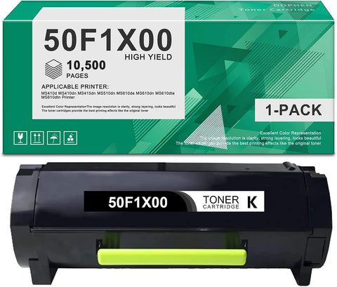 DOPHEN 1 Pack 50F1X00 High Yield Black Toner Cartridge - Compatible 501X Black Toner Replacement for Lexmark MS410d MS410dn MS415dn MS510dn MS610de MS610dn MS610dte MS610dtn Printer, 50F1X00 Toner