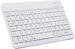 Ultra-Slim Bluetooth Keyboard Portable Mini Wireless Keyboard Rechargeable for Apple iPad iPhone Samsung Tablet Phone Smartphone iOS Android Windows (10 inch White)