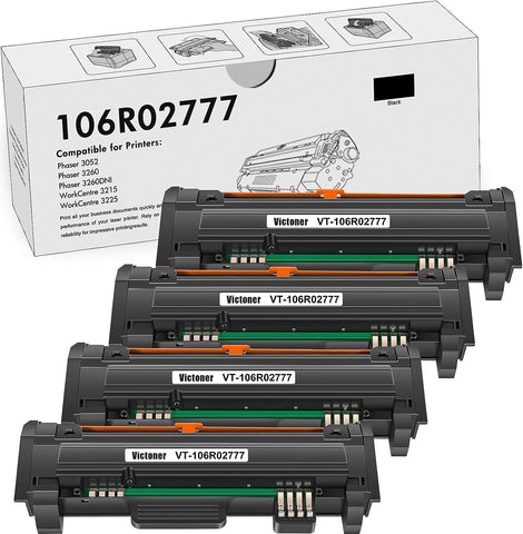 VICTONER Compatible Toner Cartridge Replacement for Xerox 106R02777 Toner for Xerox 3215 Toner for Xerox Phaser 3260DI 3260DNI 3260 3052 WorkCentre 3215NI 3225DNI 3215 3225 Printer (Black, 4-Pack)