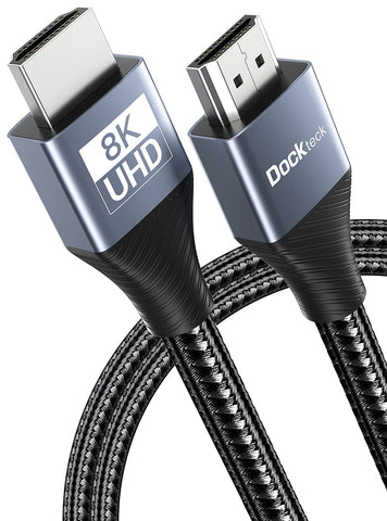 dockteck 8K HDMI Cable 10ft | High Speed hdmi to hdmi Cables 2.1, Braided Cord 48Gbps 120Hz 60Hz Support eARC Dolby Vision HDR 10 HDCP 2.2 & 2.3, Compatible with Roku TV PS5/4 HDTV Xbox Blu-ray