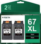 67XL Black Ink Cartridge High-Yield | Replacement for HP 67XL 67 Black Ink Cartridge | Works with Envy 6055e 6055 6052 6075 Envy Pro 6455e 6455 6475 6458 DeskJet 4155 2755e 2755 Printer | 2 Black