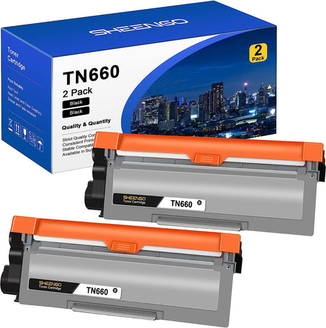 TN660 TN630 Higher-Yield SHEENGO Compatible Toner Cartridge Replacement for Brother TN660 TN-660 for HL-L2340DW HL-L2300D HL-L2380DW MFC-L2700DW L2740DW DCP-L2540DW Printer(TN6602PK) up to 2,600 Pages