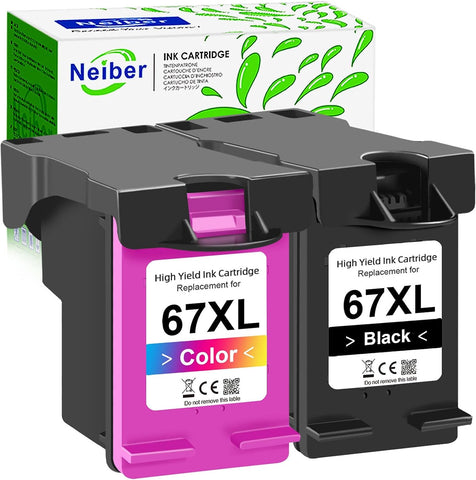 67XL Black/Tri-Color High Yield Ink Cartridge Combo Pack | Works for HP DeskJet 2700, 2755e, 4155e, 4100 Series, for HP Envy 6000, 6400, 6055e Series Printer