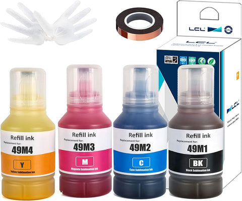 LCL Compatible T49M T49M1 T49M2 T49M3 T49M4 Autofill Sublimation Ink Replacement for SureColor F170 F570 Dye-Sublimation Printer (4-Pack,KCMY)