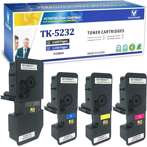 VICTORSTAR @ Compatible Toner Cartridge TK5232 TK-5232 for Kyocera ECOSYS P5021cdn, P5021cdw, M5521cdn, M5521cdw Laser Printers (4 Colors)