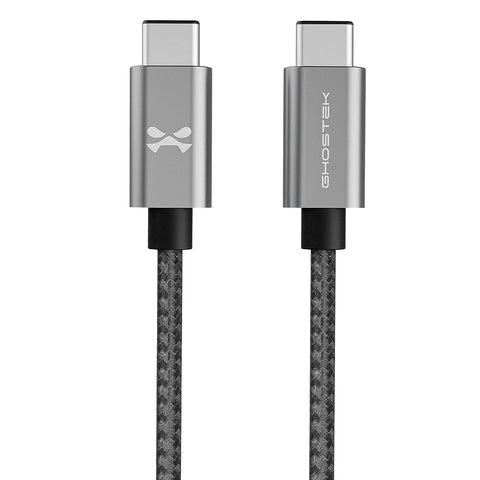 Ghostek NRGline USB Type C Cable 10FT with Ultra Fast Charging and Super Tough Nylon Braided Cord, USB-C to USB-C Charger for Galaxy S20 Ultra, S20+ Plus, Note20, S10, S10e, LG V60, Velvet - (Gray)