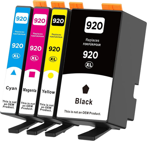 920XL Ink Cartridge Compatible for HP 920 XL 920 Combo Pack, for Officejet 6500 6500A 6000 7000 7500 7500A E709 Printer (1 Black, 1 Cyan, 1 Magenta, 1 Yellow, 4 XL Pack)