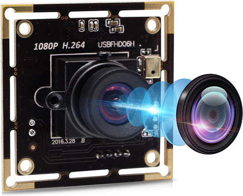 IFWATER 1080P USB Camera Module with 100 Degree No Distortion Lens,2MP Tiny USB Camera with IMX323 Sensor Mini UVC Video Webcam with Microphone,Compatible with Windows,Linux? Mac OS and Raspberry Pi