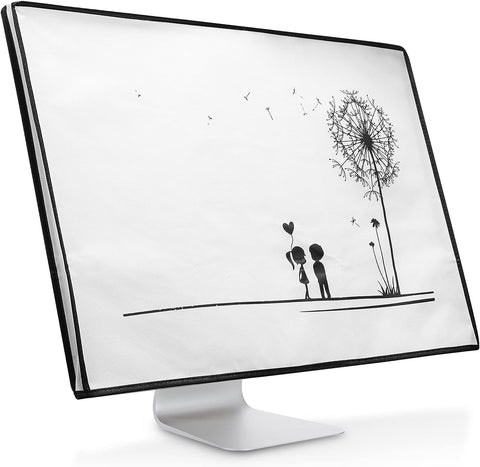 kwmobile Computer Monitor Cover Compatible with Apple iMac 24" - Dandelion Love Black/White