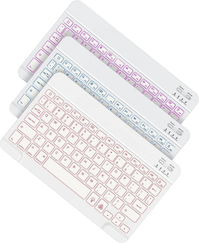 OMOTON Bluetooth Keyboard, Wireless Rechargeable Keyboard for iPad, iPad Pro, iPad Mini, iPad Air with Illuminated LED (White)