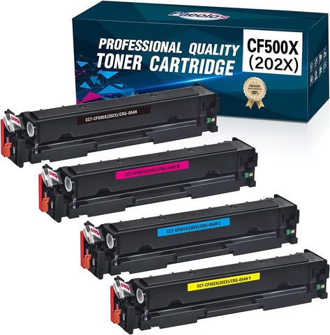 Compatible Toner Cartridge Replacement for HP 202X 202A CF500A CF500X CF501X CF502X CF503X Work for HP Laserjet Pro M281fdw M281cdw M254dw M281fdw M281cdw M254dw Printers, 4 Pack High Yield by Paeolos