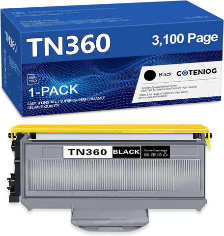 COTENIOG TN360 TN-360 Toner Cartridges Replacement for Brother TN360 TN330 High Yield Compatible with Brother DCP-7030 DCP-7040 HL-2140 HL-2170W MFC-7340 MFC-7345N MFC-7440N MFC-7840W(1PK)