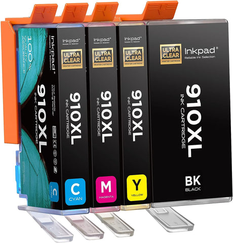 910XL Ink Cartridges High Yield (4 Pack) Compatible with HP Officejet Pro 8020 Ink Cartridges Replacement for HP 910 XL Ink Use with OfficeJet Pro 8025 8020 8028 8035 8022 Printer (1BK/1C/1M/1Y)