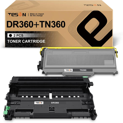 TESEN DR360 TN360 Compatible Drum and Toner Replacement for Brother DR360 TN360 (1Drum + 1Toner) Work with DCP-7030, DCP-7040, HL-2140, HL-2170W, MFC-7340, MFC-7345N, MFC-7440N, MFC-7840W Series