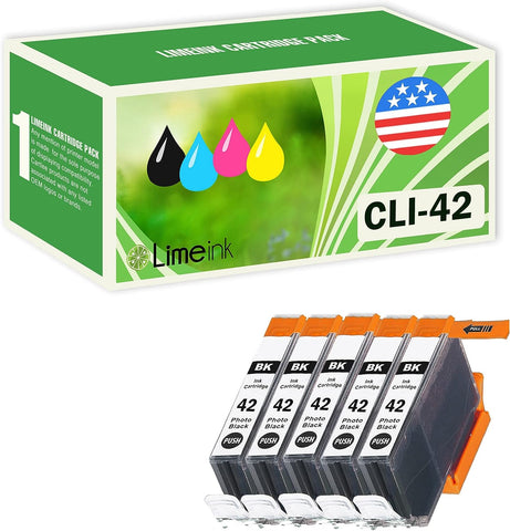 Limeink 5 Black Compatible High Yield Ink Cartridges Replacement for CLI-42 for Canon PIXMA PRO-100 100 100S CLI 42 Pro100