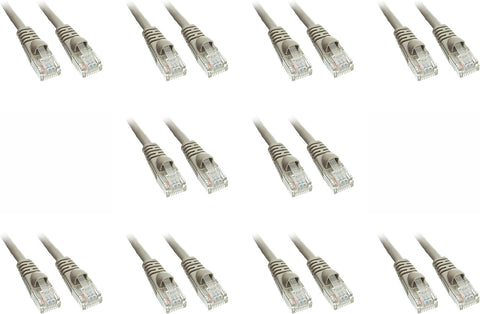 10 Pack Cat5e Snagless/Molded Boot, Ethernet Patch Cable 35 Feet Grey, CNE745310