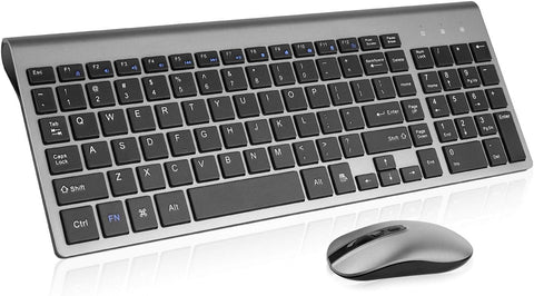 Wireless Keyboard Mouse Combo, cimetech Compact Full Size Wireless Keyboard and Mouse Set 2.4G Ultra-Thin Sleek Design for Windows, Computer, Desktop, PC, Notebook - (Grey)