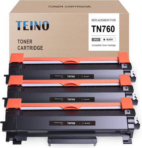 TEINO Compatible Toner Cartridge Replacement for Brother TN760 TN-760 TN730 use with Brother HL-L2350DW L2395DW MFC-L2710DW L2750DW L2730DW DCP-L2550DW HL-L2390DW L2370DWXL (Black, 3-Pack)