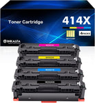 414X Toner Cartridges 4 Pack High Yield 414A (with Chip) Compatible Replacement for HP 414X W2020X 414A W2020A Work for HP Color Laserjet Pro MFP M479fdw M454dw M479fdn M454dn M479 M454 Printer Toner