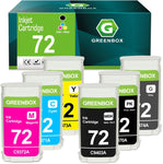 GREENBOX Compatible 72 Ink Cartridges Replacement for HP 72 130-ml C9403A C9370A C9371A C9372A C9373A C9374A for DesignJet T770 T790 T795 T610 T620 T1100 T1120 T1200 T1300 T2300 (130-ml, 6-Pack)