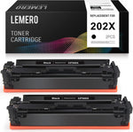 LEMERO 202X Black Compatible Toner Cartridge Replacement for HP CF500X CF500A 202A for Color Laserjet Pro M281fdw M281cdw M254dw MFP M280nw M254nw M281fdn MFP M281 M254 Printer (Black, 2 Pack)