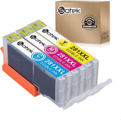 Sotek 281XL 281 C A K E Ink Cartridges, Work with PIXMA TR7520 TR8520 TR8620 TS6120 TS6220 TS8120 TS8220 TS9120 TS9520 TS9521C TS702 Printer (C/M/Y)