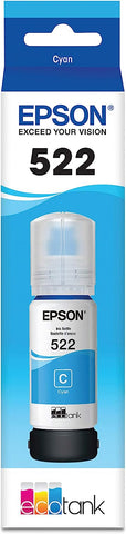 Epson T522 EcoTank Ink Ultra-high Capacity Bottle Cyan (T522220-S) for Select EcoTank Printers