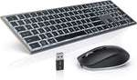 Wireless Keyboard and Mouse - seenda Rechargeable Silent Full Size Keyboard and Mouse Combo with Backlit, Compatible with Mac OS, Windows 7/8/10, MacBook air/pro, Laptop (Black)