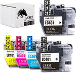 LiTuhorse 5 Packs Compatible LC401 Ink Cartridges Replacement for Brother LC401 LC 401 LC-401 BK/C/M/Y for Brother MFC-J1010DW MFC-J1012DW MFC-J1170DW Printer (2 Black, 1 Cyan, 1 Magenta, 1 Yellow)