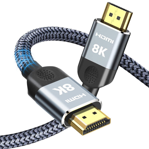 8K HDMI Cable 2.1 2M/6.6FT 48Gbps, Pizucb Ultra High Speed HDMI Braided Cord 4K@120Hz/144Hz 8K@60Hz HDCP 2.2&2.3, Dynamic HDR, eARC, DTS:X, RTX 3090, Dolby Compatible with Roku TV/HDTV/PS4/PS5/Blu-ray