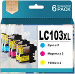 HGZ Compatible LC103XL Ink Cartridges Replaccement for LC103 LC103XL Worked for MFC J870DW J450DW J470DW J650DW J4410DW J4510DW J4710DW J6720 (2 Cyan, 2 Magenta, 2 Yellow, 6 Pack)