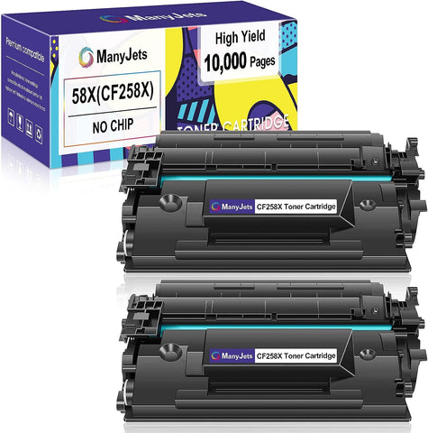 ManyJets Compatible 58X CF258X Toner Cartridge Replacement for HP CF258X 58X 58A CF258A Work with HP M428fdw M404dn M404n M428fdn M404dw M404 M428 M428dw M304 (Black,2-Pack,NO CHIP)