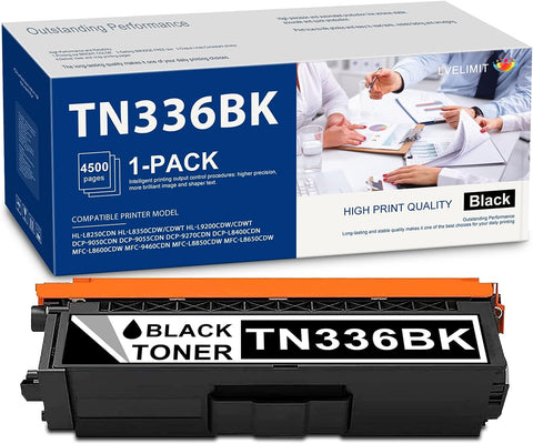 LVE TN336 TN-336 TN-336BK TN336BK High Yield Toner Cartridge Compatible Replacement uses with HL-L8350CDW/CDWT MFC-9460CDN MFC-L9550CDW DCP-L8400CDN DCP-9050CDN Printer Toner (1-Pack, Black)