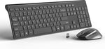 Wireless Keyboard and Mouse, J JOYACCESS 2.4G USB Ultra Slim Full Size Ergonomic Rechargeable Keyboard and Slient Cordless Mouse with Back/Forward Buttons for Mac/Windows/Laptop/Desktop - Black