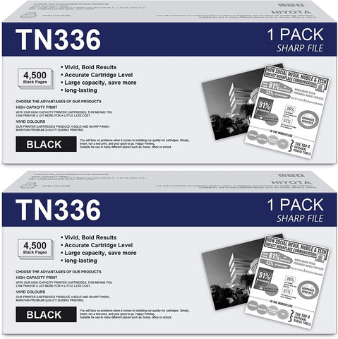 TN336 TN-336 Black High Yield Toner Cartridge TN336BK 2 Pack Compatible Replacement for Brother TN336 TN331 Compatible with HL-L8350CDW MFC-L8850CDW MFC-L8600CDW HL-L8350CDWT HL-L8250CDN Printer