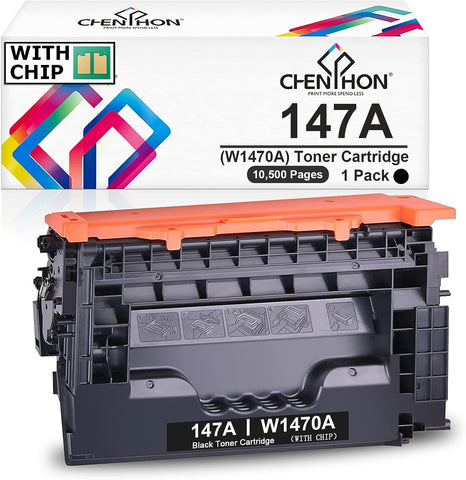 CHENPHON 147A with chip Compatible Toner Cartridge Replacement for HP 147A W1470A (10,500 Pages) for HP Laserjet Enterprise M610 M611 M611 M612 MFP M634 M635 M636 Printer [Black 1-Pack]