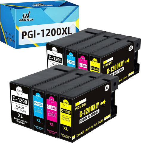 PGI-1200XL Ink Cartridges Compatible with Canon PGI1200XL PGI-1200 1200 Pigment Work for Maxify MB2720 MB2320 MB2020 MB2120 Printer (2 Black, 2 Cyan, 2 Magenta, 2 Yellow, 8-Pack)