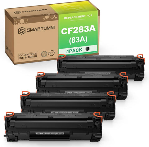 S SMARTOMNI Compatible Toner Cartridge Replacement for HP 83A CF283A (4-Pack,Black), for Use with HP MFP M225dn M225dw M127fw M127fn M201dw M201n M125nw M125a Printer Series