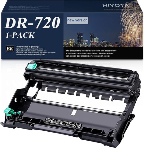 HIYOTA DR-720 DR720 Drum Unit Compatible DR-720 DR720 Replacement for Brother MFC-8710DW 8810DW 8950DW/DWT HL-5440D 5450DN 5470DW/DWT 5470DW/DWT 6180DW/DWT DCP-8110DN 8150DN Printer (Black,1 Pack)