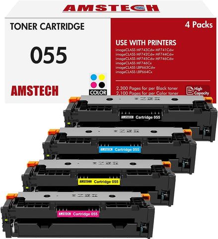 055 055H MF743Cdw Toner Cartridge 4 Pack Compatible Replacement for Canon Cartridge 055 055H Color ImageCLASS MF743Cdw MF741Cdw MF745Cdw MF746Cdw LBP664Cdw Printer |Black Cyan Magenta Yellow|